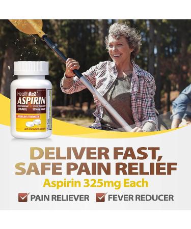 HealthA2Z Aspirin Bundle 325mg Regular Strength (300 Tablets) Uncoated + 81mg Low Dose (200 Tablets Dye-Free Enteric Coated) | Total 500 Tablets | Pain Reliever & Fever Reducer - Buy Online on GoSupps.com
