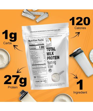 It's Just! - Total Milk Protein Concentrate Powder Naturally 80% Casein / 20% Whey rBSH/RBST Hormone Free No Added Sugar MPC-85 (1 Pound Unflavored) Unflavored 1 Pound (Pack of 1) - Buy Online on GoSupps.com