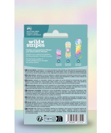 Wild Stripes Waterproof Plaster Set - 20 Hypoallergenic Strong Finger & Shower Bandages for Wounds - Extra Secure Rainbow Design - Buy Online on GoSupps.com