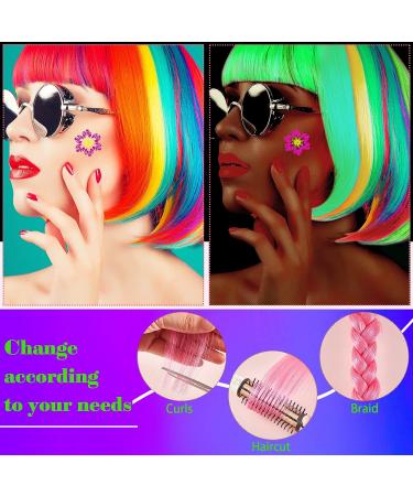 Glow in The Dark Hair Extensions and Tattoos Set for Women, Kids, and Girls - Halloween Hair Accessories and Temporary Face Tattoos - 10 Pcs Clips, 4 Sheets Colored and Neon Designs - Buy Online on GoSupps.com