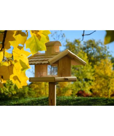 Dobar 21277E Large Bird Feeder Solid Wood Bird House with Shingle Roof Premium Bird Feeding Station for Container Montage 38x38x30 cm - Buy Online on GoSupps.com