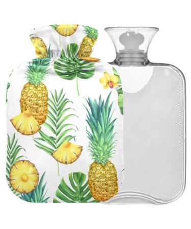 Naanle pineapple palm leaf heat bottle with reference transparent hot water bottle 1l warm head for bed handfoot heat pain relief heat and cold therapy