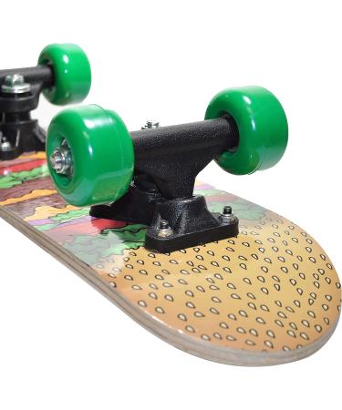 Rude Boyz Kids Beginner Skateboard - Mini Wooden Cruiser Board for Boys & Girls 3-5 Years - Cheeseburger Design, 17 Deck, 54mm Wheels - Lightweight, Safe & Durable - Buy Online on GoSupps.com
