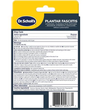 Dr. Scholl's Plantar Fasciitis Pain Patches - 12-Hour Relief with Hydrogel Technology | 8 Ct - Clinically Tested Flexible & Effective with Lidocaine & Menthol - Buy Online on GoSupps.com