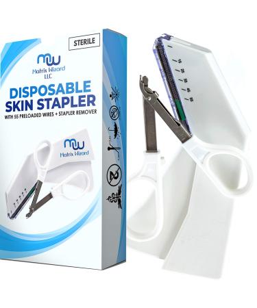 Disposable Skin Stapler (Suture Thread Alternative) with 55 Preloaded Wires Plus Stapler Remover Tool for Outdoor Camping Emergency Survival Demo, First Aid Field Emergency Practice, Vet Use - Buy Online on GoSupps.com