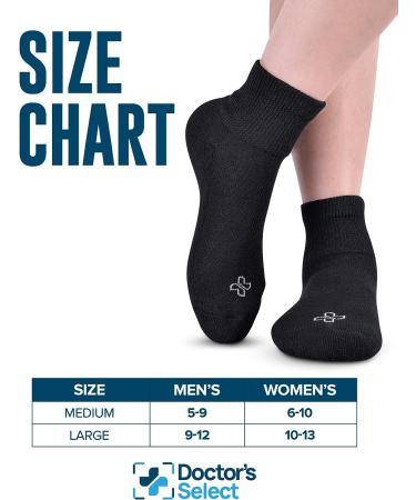 Doctor's Select Diabetic Socks for Men and Women - 4 Pairs | Neuropathy Socks Black - 4 Pairs Large | Diabetic Socks Women 1/4 - Buy Online on GoSupps.com