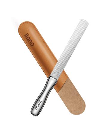 llano Metal Nail File Stainless Steel Nail Files for Natural Nails with Leather Case Medical Grade Double Sided Toenail Files for Thick Nails Professional Fingernail Files for Women Men and Seniors