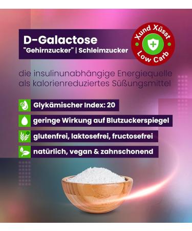  Xylitquelle D-Galactose Powder 500g | High Purity 99% | Swiss Brand Quality | Fermented From Acacia | Mucous Sugar | High Solubility | 45-70% Sweetness - Buy Online on GoSupps.com