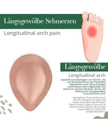 Sulpo Drop-Shaped Orthopedic Insoles for Flat Feet - Leather Midfoot Pelots Self-Adhesive Size 38-40 - Comfort & Support for All-Day Relief - Buy Online on GoSupps.com