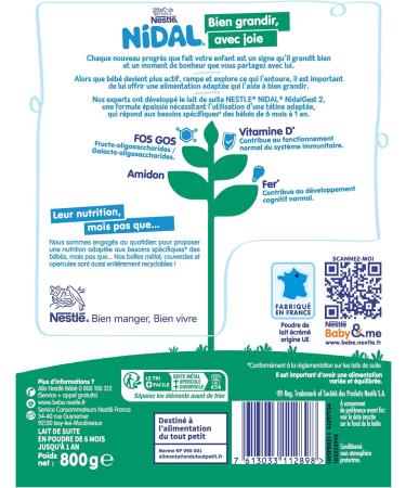 Nestl Nidalgest 2 Lait b b 2 me ge en poudre de 6 12 mois - Formule paissie - Bo te de 800g (Lot de 4) Nestl Nidal Plus 2 800 g (Lot de 4) - Buy Online on GoSupps.com