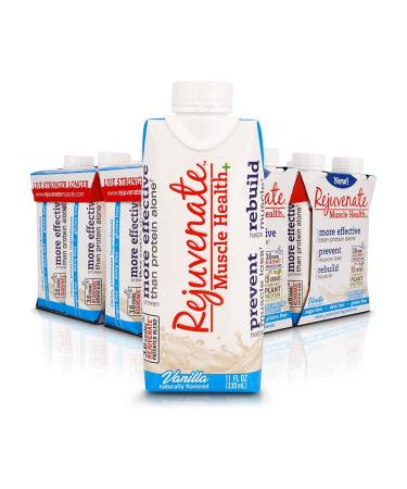 Rejuvenate Ready To Drink 15g Organic Plant Protein with Essential Amino Acid Blend - Muscle Health & Wellness - Supplement for Men & Women - Sugar, Dairy, and Gluten Free - 12 Servings - Vanilla