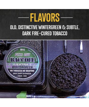 BaccOff Extra Wintergreen Fine Cut 1.1oz (Pack of 10) - Tobacco-Free & Nicotine-Free Snuff Alternative - Buy Online on GoSupps.com