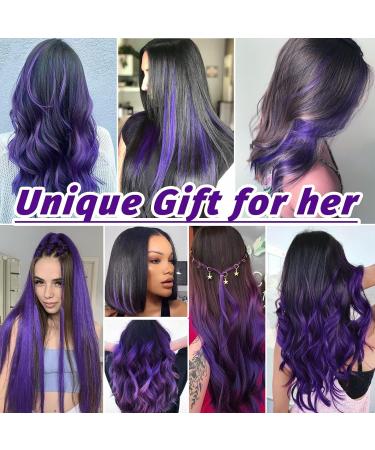 16 Pcs Colored Clip in Hair Extensions 22 Inch Colorful Highlights Hairpieces Straight & Long Heat-Resistant Synthetic Hair Accessories for Kid Girls Women Party Hair Decor (Purple) - Buy Online on GoSupps.com