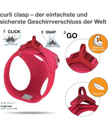 Curli Clasp Vest Harness - Air-Mesh Red for Dogs (3XS) | Lightweight & Comfy Pet Gear - Buy Online on GoSupps.com