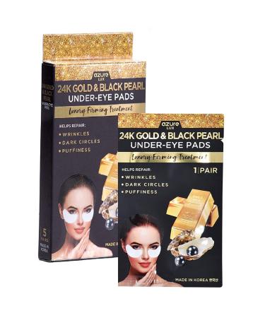 Azure Kosmetics 24K Gold & Black Pearl Under-Eye Pads Luxury Firming Treatment 5 Pairs