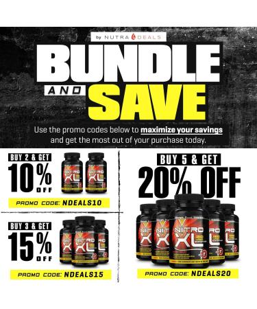 Nitro XL | Nitric Oxide Bodybuilding Supplement â with L-Arginine | Build Muscle Mass â Get Ripped â Boost Performance â Increase Endurance & Stamina â Intensify Your Workout | 120 caps - Buy Online on GoSupps.com