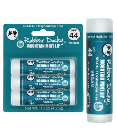 3-Pack Rubber Ducky - SPF 44 Lip Sunscreen NEW Mountain Mint Blister Card - Moisturizing Vitamin E Sunscreen For Lips - All Season Broad Spectrum UV Protection - Waterproof 80 Minutes - NO-OX Protectant - Clear