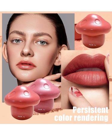 Cuteangel Blue Mushroom Lip Velvet Mud - Dual Use Long-lasting Lipstick & Cheek Gloss Fade Resistant Non-Stick Cup Perfect Red (C One Size) - Buy Online on GoSupps.com