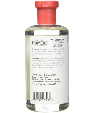 Thayers Alcohol-free Unscented Witch Hazel and Aloe Vera Toner 12 oz (Pack of 2) - Fragrance-Free Formula - Buy Online on GoSupps.com