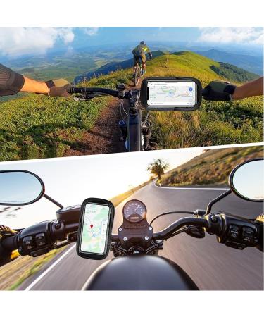 Waterproof 360 Rotatable Mobile Phone Holder for Bicycle & Motorcycle | Fits 4.7-7 Inch Smartphones | Handlebar Bracket with Rain Hood - Black - Buy Online on GoSupps.com