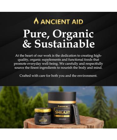 Ancient Aid 100% Pure Organic Himalayan Shilajit Resin | 90%+ Fulvic Acid & 87+ Trace Minerals | Max Potency for Men & Women | Supports Energy Focus Memory & Immunity | 60 Servings | USA Lab Tested - Buy Online on GoSupps.com
