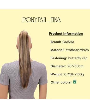 CAISHA 20" Hairpiece Ponytail Clip On Extensions With Butterfly Claw Straight Brown Blond Mix H157 brown blond mix #33H27 H157 - Buy Online on GoSupps.com