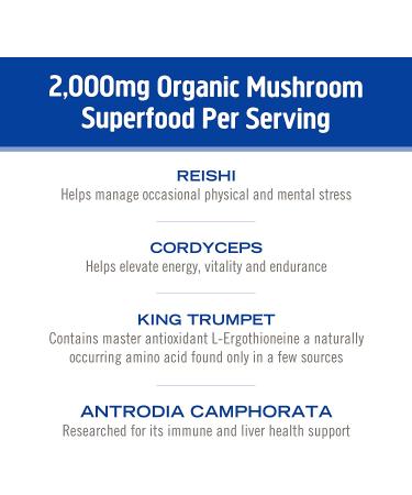 Om Mushroom Superfood Restore Blend Powder - 3.5 oz | Immune Support, Detox & Recovery with Cordyceps & Reishi - 50 Servings - Buy Online on GoSupps.com