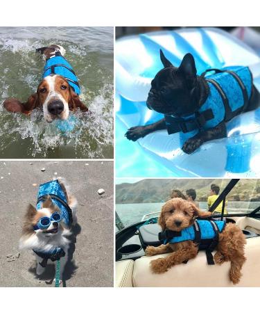 Dog Life Jacket Medium Blue | Adjustable Belt Pet Saver Swimming Safety Swimsuit with Reflective Stripes | Size M - Buy Online on GoSupps.com