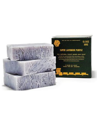Iron Lion Soap SUPER LAVENDER PURPLE Organic Vegan All Natural Plant Based Bar Soap for Body Face Hands and Bath Lavender 3 Pack