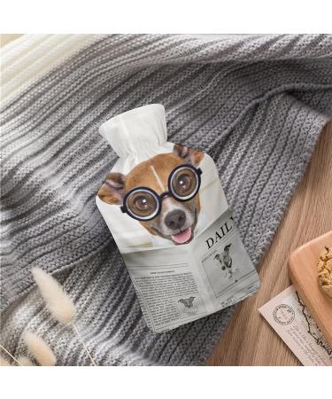 Dog Newspaper Hot Water Bottle | Plush Bed Hand Warmer for Adults & Kids - 26.5x15.3cm - Buy Online on GoSupps.com