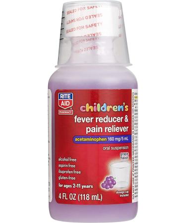 Rite Aid Children's Acetaminophen Grape 160mg - 4oz | Pain & Fever Relief for Kids 2-11 | Children's Cold Medicine - Buy Online on GoSupps.com