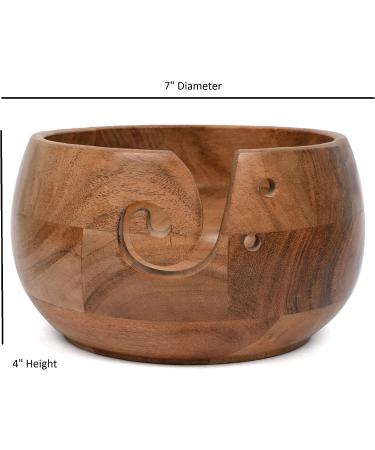 EDHAS Acacia Wood Yarn Bowl Holder | Handmade Yarn Storage Accessory (7 x 7 x 4) - Buy Online on GoSupps.com