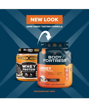 Body Fortress 100% Whey Premium Protein Powder Cookies N' Cream 1.78lbs (Packaging May Vary) & 100% Whey Premium Protein Powder Chocolate 1.78lbs (Packaging May Vary) Cookies & Cream + Chocolate 3.56 Pound (Pack of 2) - Buy Online on GoSupps.com