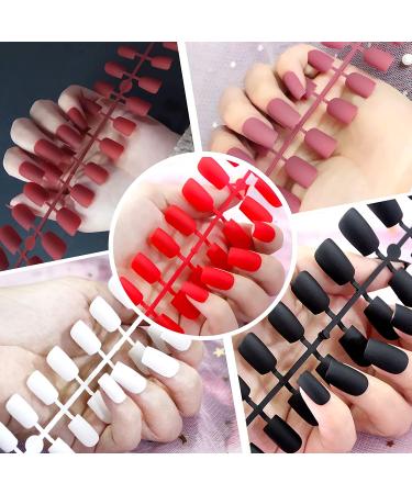 Bellelfin 240pcs Short Square Press on Nails - Matte Pure Colors Medium Length False Nail Tips for DIY Manicure - Buy Online on GoSupps.com