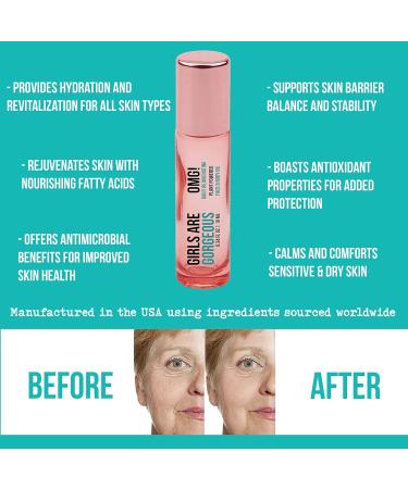 OMG! Face Oil - Ultimate Rejuvenating System for Dry Skin | Hydrating Treatment Natural Stone Roller & 100% Natural Plant Extracts | Made in USA | Girls are Gorgeous | 0.34 Oz - Buy Online on GoSupps.com