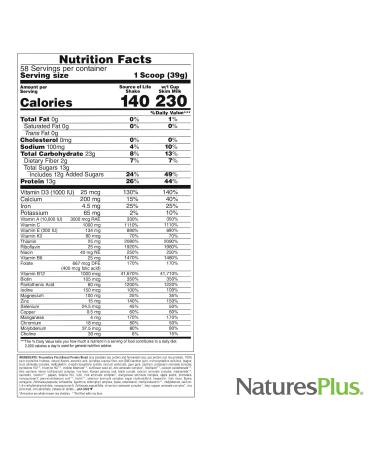 NaturesPlus Source of Life Energy Shake - 5 lbs Vegetarian Drink Mix - Granola Flavor - Multivitamin Mineral & Protein Powder - Whole Food Meal Replacement - Non-GMO Gluten-Free - 58 Servings 5 Pound (Pack of 1) - Buy Online on GoSupps.com