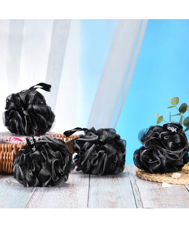 Yoget Charcoal Bath Loofah Sponge 4 Pack - Large Black Shower Mesh Ball for Exfoliating, Cleansing, and Soothing Skin - Buy Online on GoSupps.com