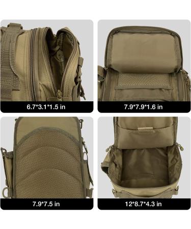 Piscifun Fishing Sling Tackle Storage Bag - Lightweight Shoulder Backpack for Fishing, Hiking, Hunting, Camping - Khaki Standard Size - 11.8*8.3*3.9inch - Buy Online on GoSupps.com