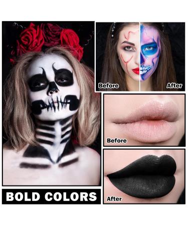 4PCS Liquid Lipstick Makeup Kit - Black Blue White Fake Blood for Halloween | Smudge-Proof & Long-Lasting Lip Gloss for Adults | Goth Makeup Set A - Buy Online on GoSupps.com