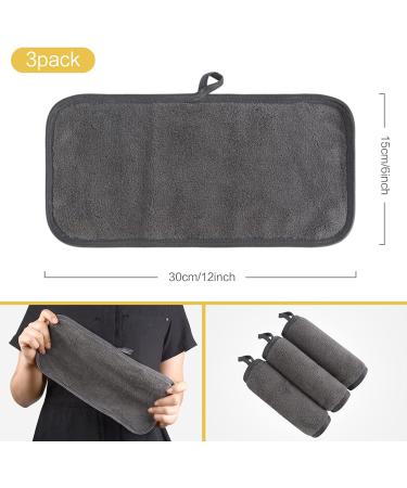 KinHwa 3 Pack Microfibre Face Cloths | Makeup Remover Cloth 15x30 cm | Ultra Soft Cleansing Flannel Cloths for Eyes and Face - Dark Grey | Washable | 3 Count - Buy Online on GoSupps.com