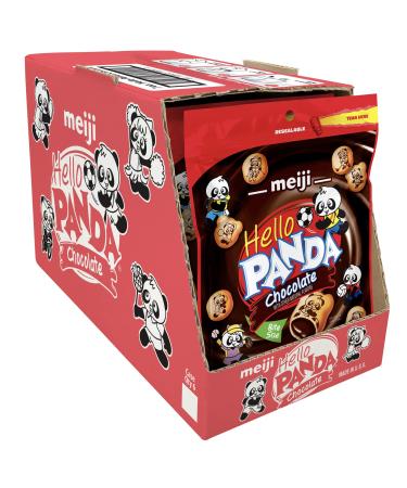 Meiji Hello Panda Cookies, Chocolate Crme Filled, Resealable Package - 7 oz, Pack of 6 - Bite Sized Cookies with Fun Panda Sports