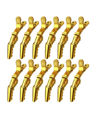 Hair Clips 12 pack Premium Hair Clip Clips for Hair Large Hair Clips For Styling Sectioning Croc Clips Hair Styling Clips For Thick Hair - Gold