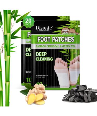 Disunie Foot Pads  Natural Bamboo Charcoal Foot Pads  Deep Cleansing Foot Pads  Foot Patches for Relieve Stress  Improve Sleep  20Pcs Original
