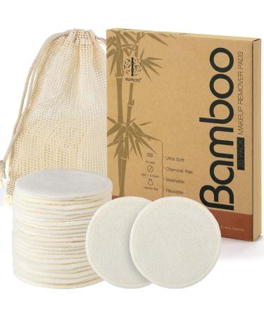 ASPACES Reusable Makeup Remover Pads - 20 Packs Natural Bamboo Cotton Rounds Eco-Friendly for All Skin Types with Cotton Laundry Bag White - Buy Online on GoSupps.com