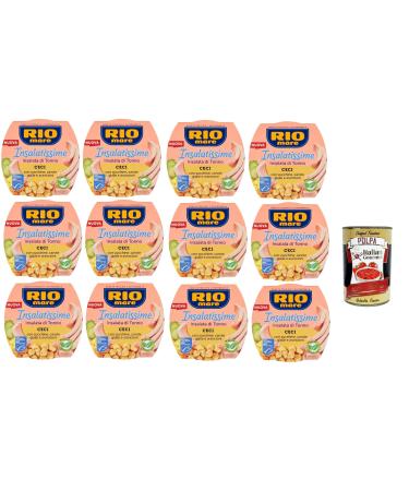 Rio Mare Insalatissime di tonno Gusto Ceci ready to eat Tuna salad tuna salad with chickpeas zucchini and carrots readymade dishes 12 x 160 g + Italian gourmet polpa 400 g