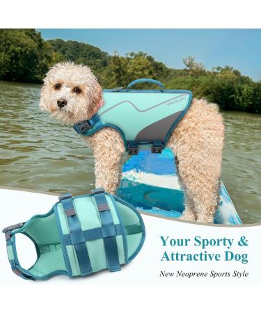 Vivaglory Sporty Dog Security Vest - Durable Neoprene Rescue Vest for Medium Dogs (Cyan 53-64cm) with Velcro Fastener - Buy Online on GoSupps.com