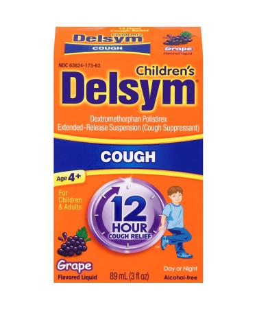 Delsym Cough Suppressant for Children and Adults, Grape, 3 Fluid Ounce Grape 3 Fl Oz (Pack of 1)