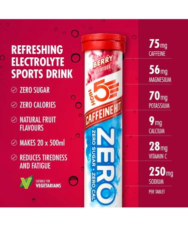 HIGH5 ZERO Caffeine Hit Electrolyte Hydration Tablets with Vitamin C (Berry, 20 Count) - Buy Online on GoSupps.com