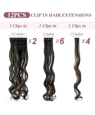 TESS Curly Clip in Hair Extensions 22 inch Body Wave Hair Extensions Clip in 12 pieces Clips in Extensions Synthetic Hair Extension Clip in Wavy Bresilien Hair Clip Extension - Buy Online on GoSupps.com