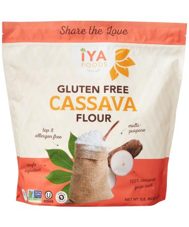 Iya's All Natural Cassava Flour - Grain-Free, Certified Gluten-Free, Non-GMO and Kosher Baking Flour - Made From 100% Yuca Root for Verified All-Purpose Wheat Flour Substitute - 5 lb 5 Pound (Pack of 1)